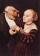 CRANACH, Lucas the Elder Old Man and Young Woman hgsw oil painting